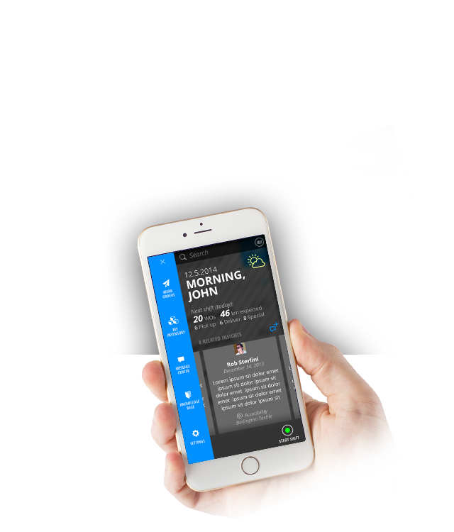 BrightWorker mobile app - dashboard screen